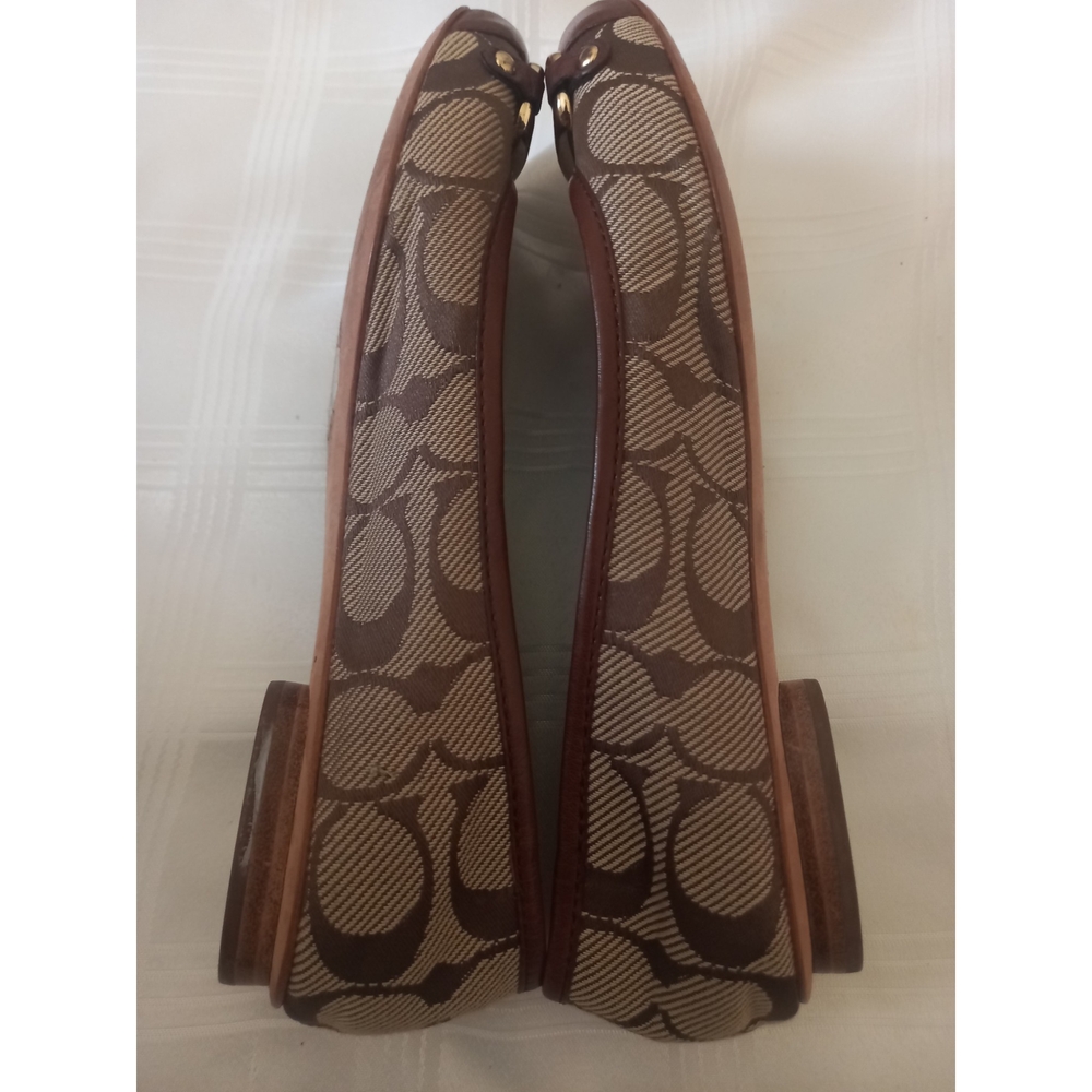 Coach Brown Leather Flats with Gold Hardware - Picture 6 of 7